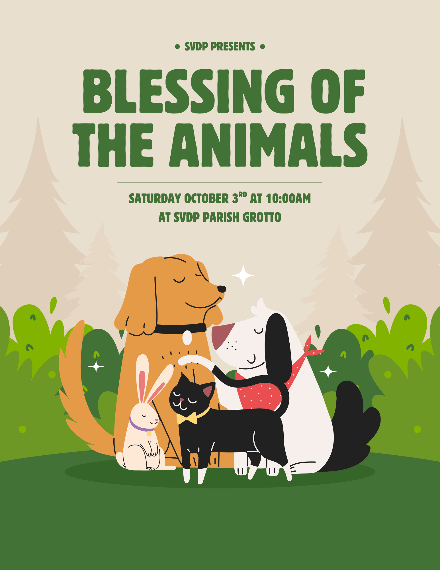 Green and Beige Cute Illustrative World Animal Day Flyer